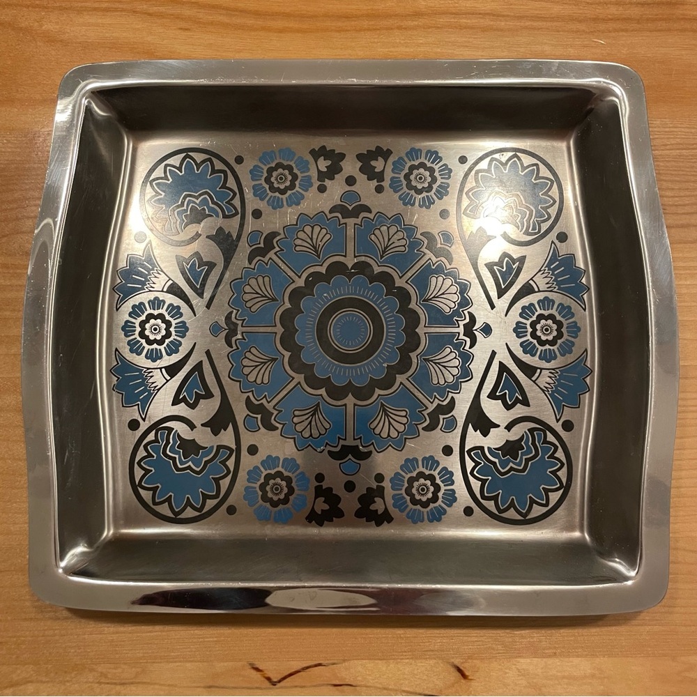 Viners MCM Floral Patterned stainless steel Tray designed by Gerald Benney